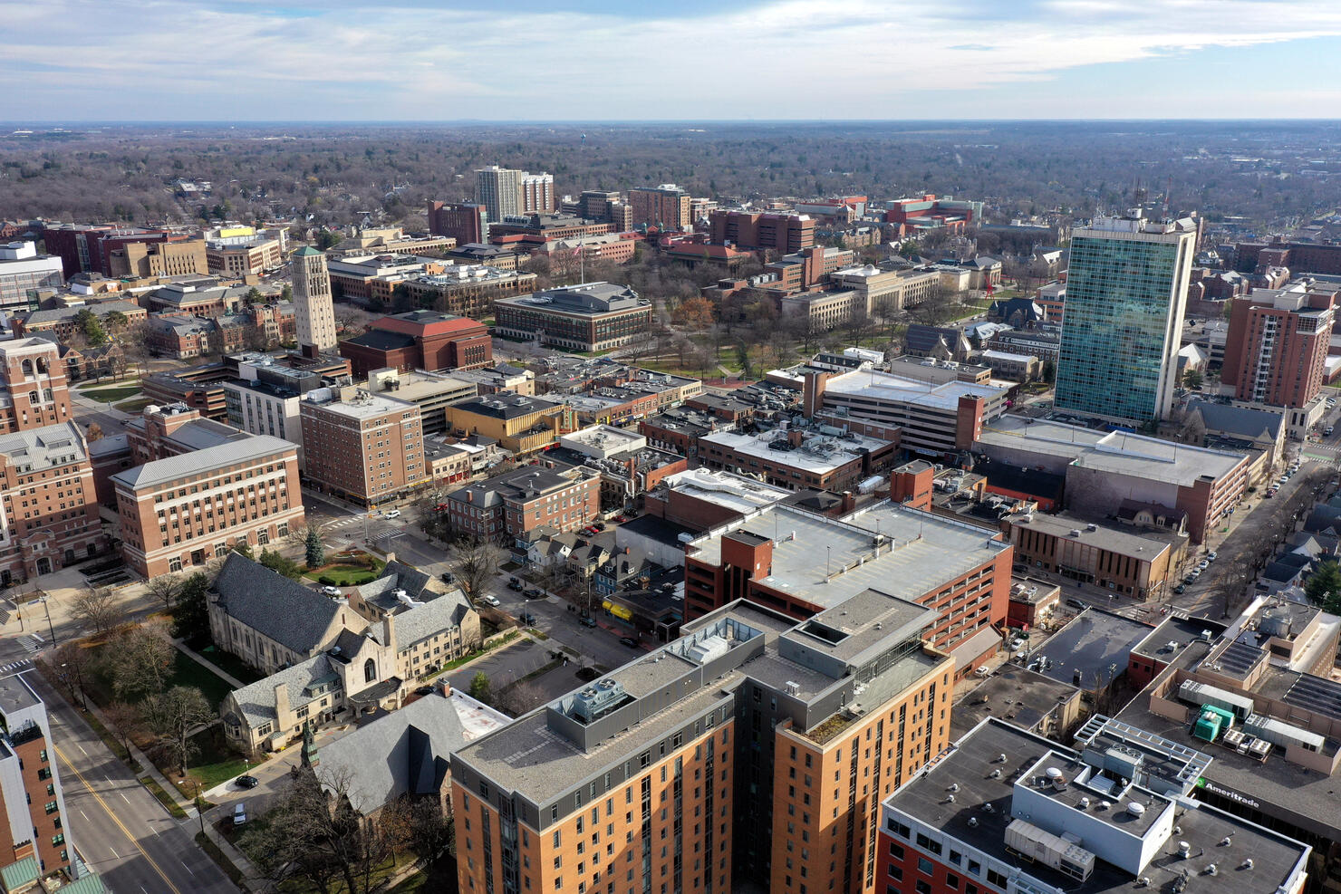 Aerial View of Ann Arbor and the University of Michigan
