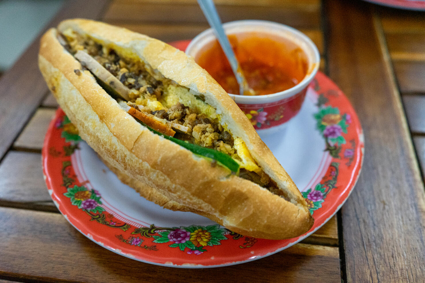 Close up shot of Hoi An bread (Vietnamese: Bánh Mì Hội An)