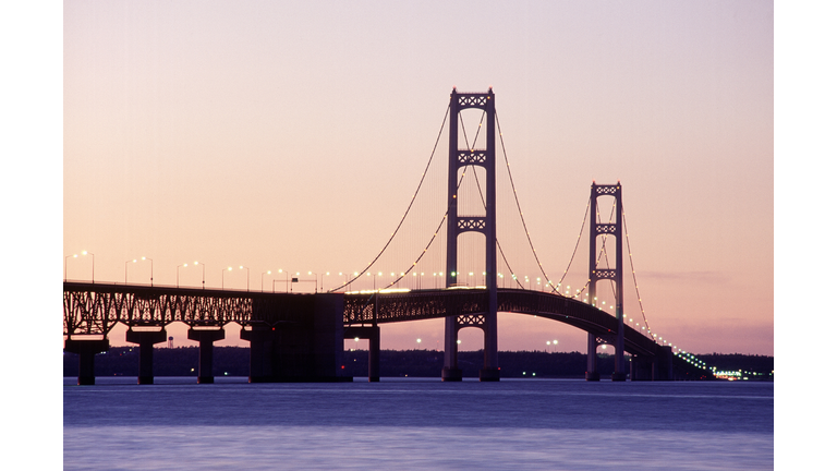 Mackinac Bridge at dusk, Michigan
