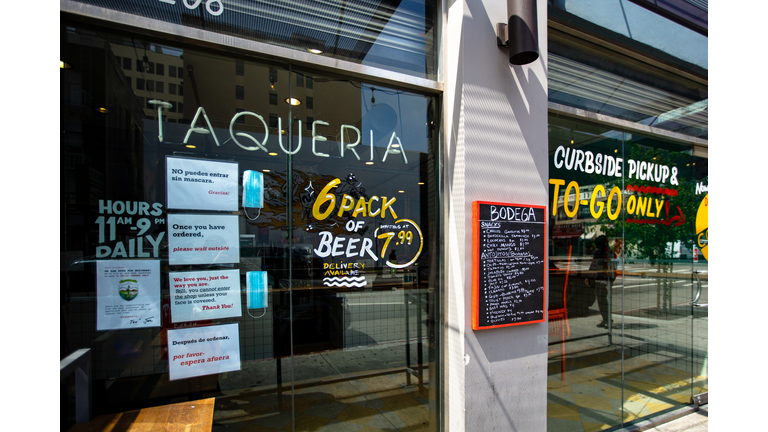 Restaurant Offering Pickup Only and Groceries During Covid-19 Lockdown and Insisting on Masks