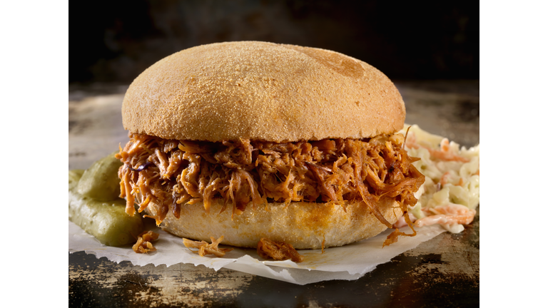 Pulled Pork Sandwich in a Savoury BBQ Sauce with Coleslaw