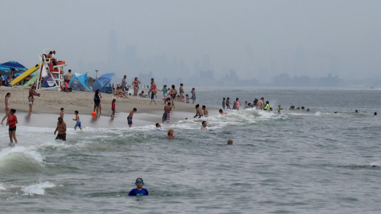 Beachgoers at the Jersey Shore at Sandy Hook Park
