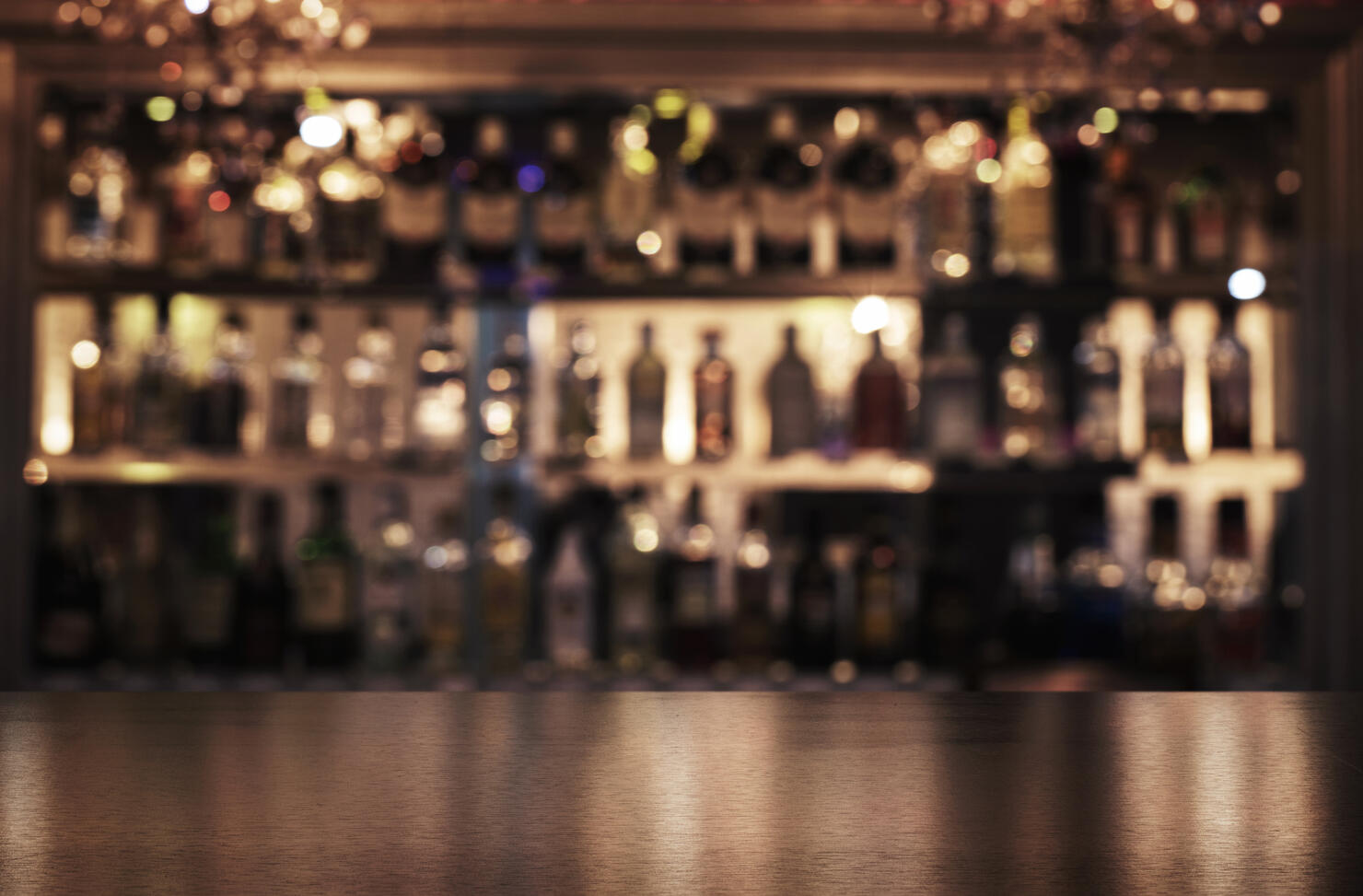 Empty wooden bar counter