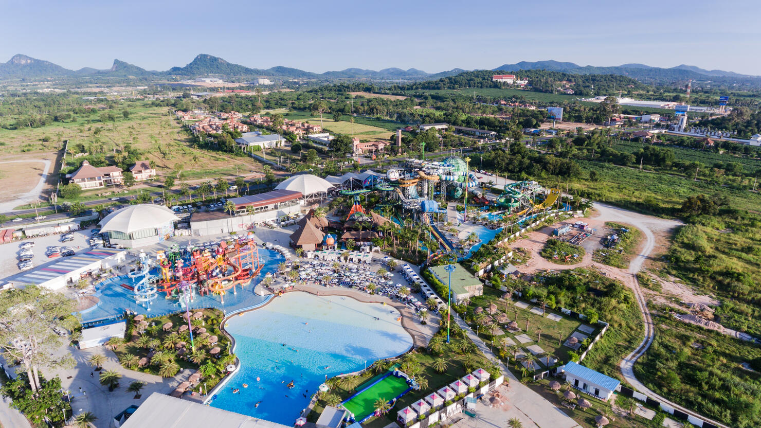 Aerial view Cartoon network waterpark in Pattaya;Thailand