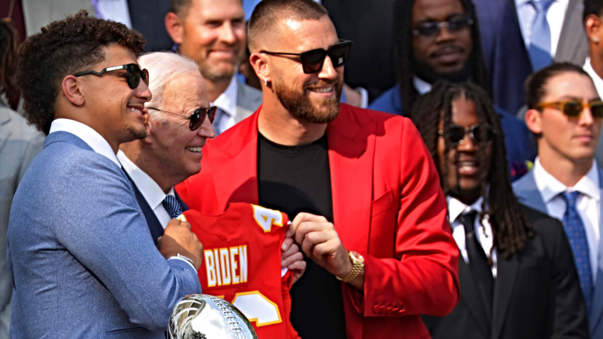 WATCH: Kelce Tried to Sneak In Speech, Shut Down By Mahomes at White House