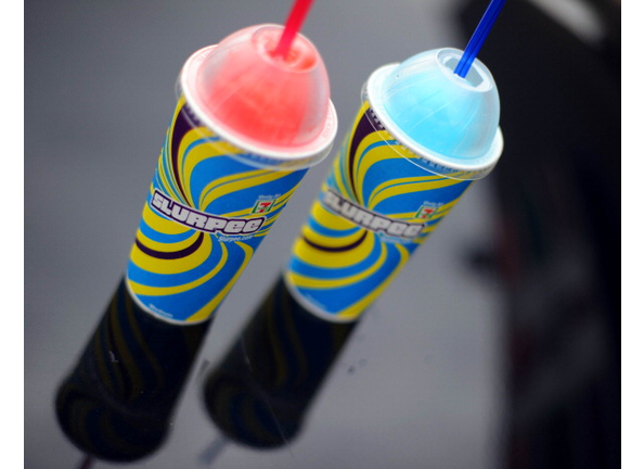 An illustration of Two, 7-Eleven Slurpee