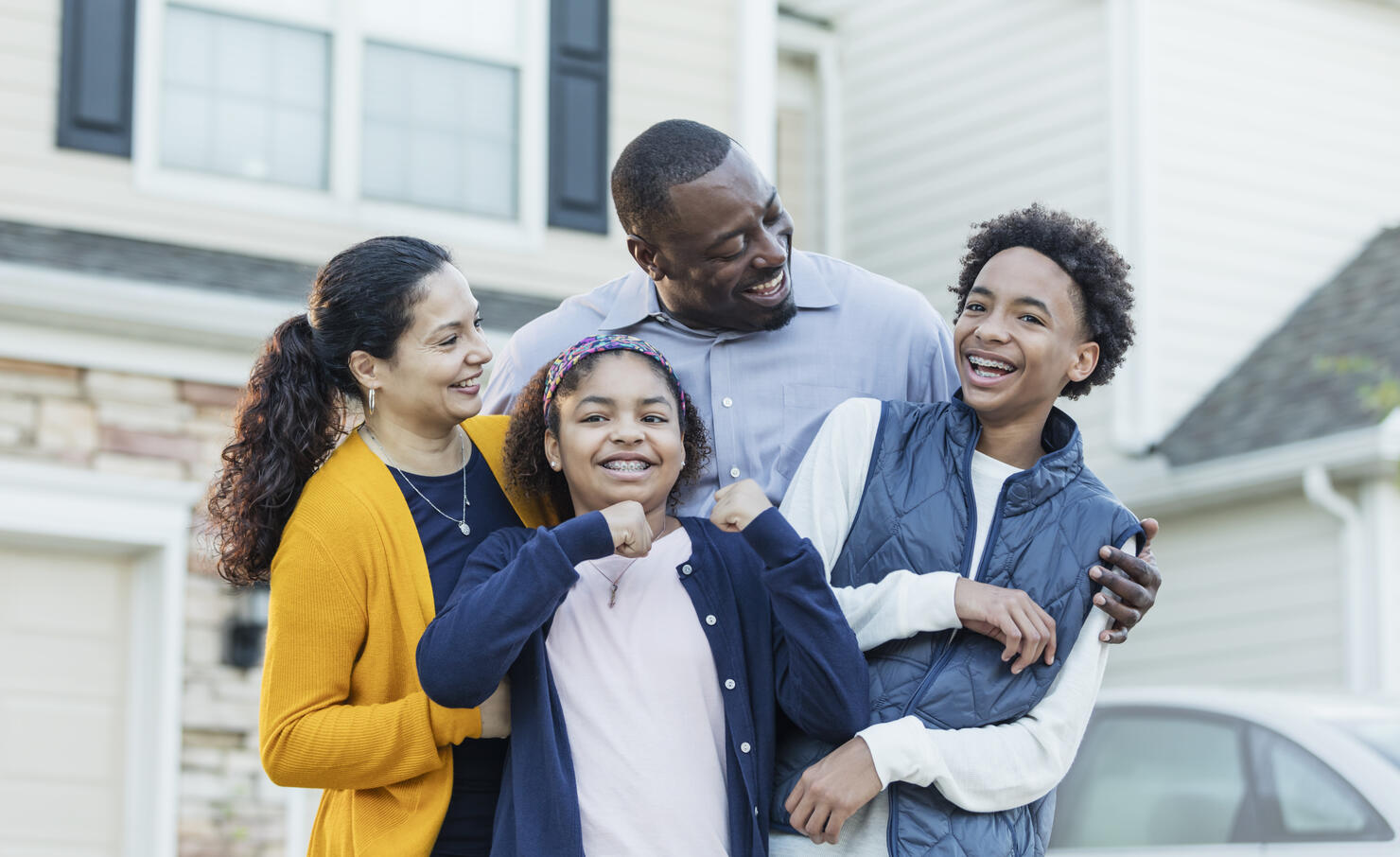 Mixed race African-American and Hispanic family