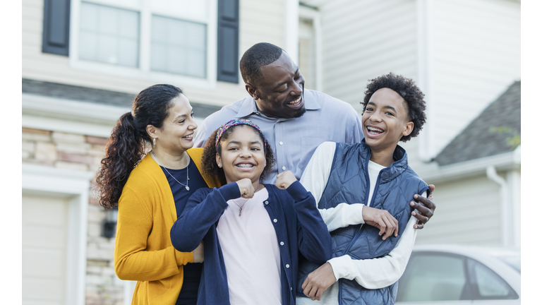 Mixed race African-American and Hispanic family