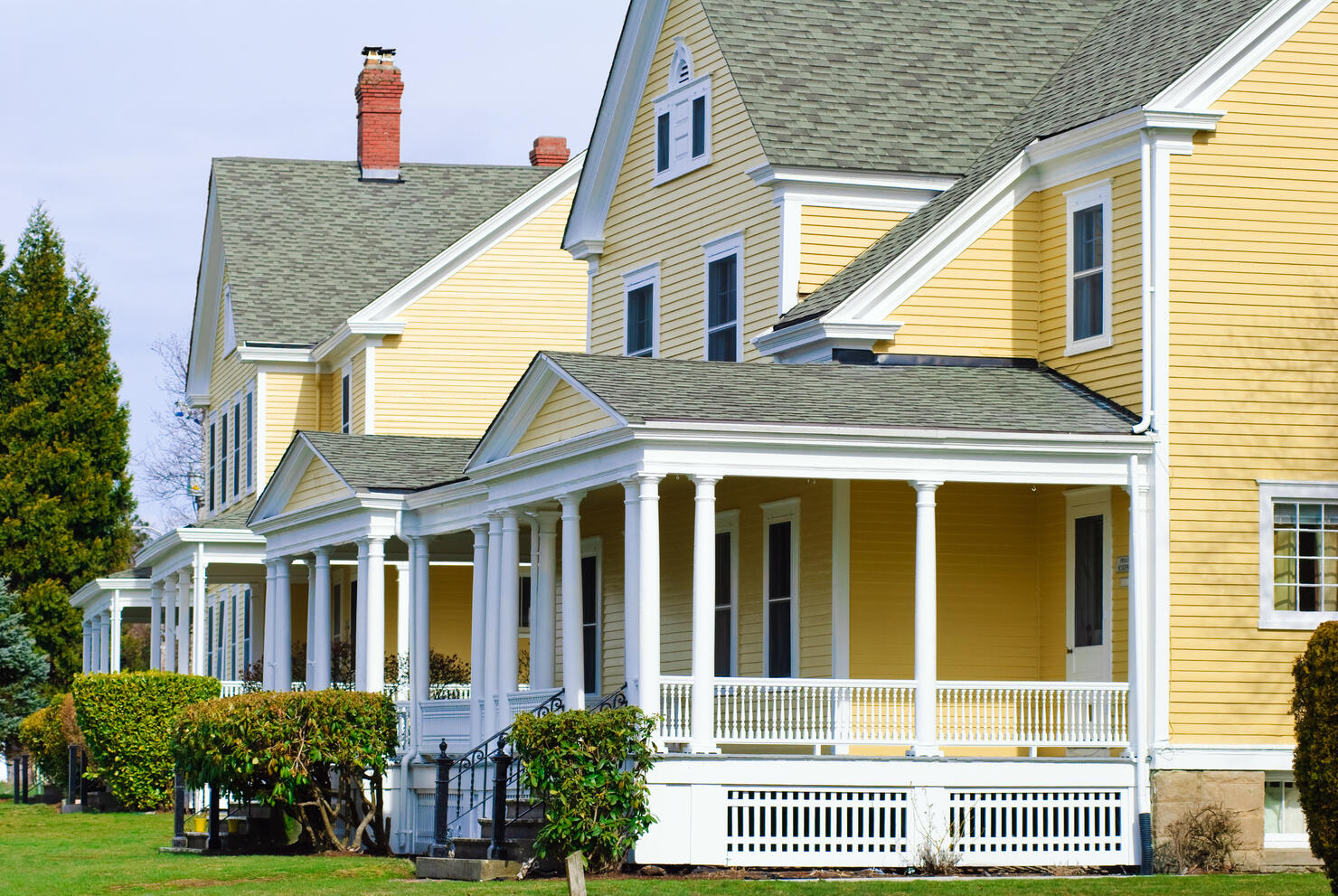 Yellow houses at Fort Lawton in Discovery Park, Seattle