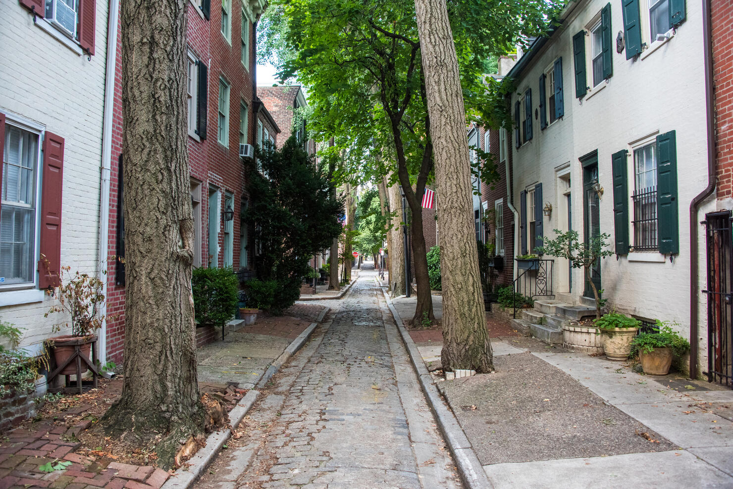 Cobblestone street in downtown Philadelphia