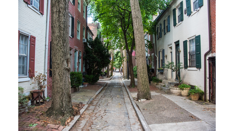 Cobblestone street in downtown Philadelphia
