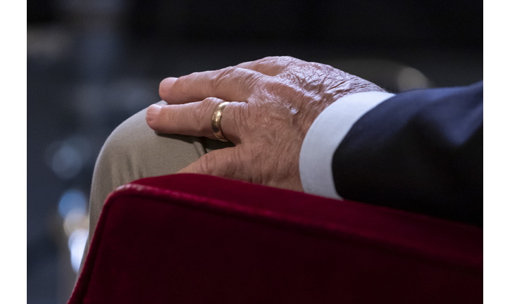 Hand of elderly married man