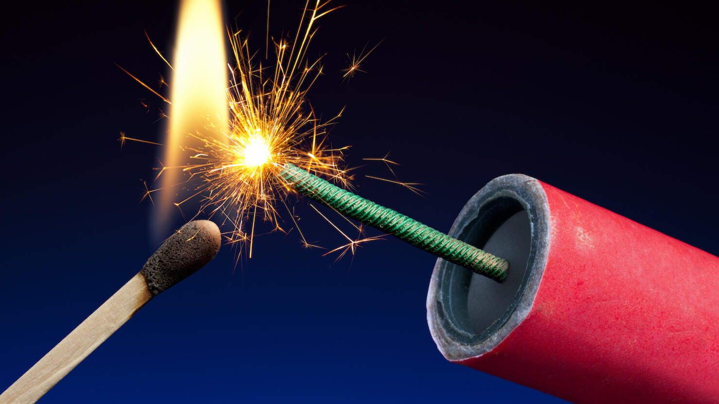 Lit Explosive Fuse Crackling and Sparking