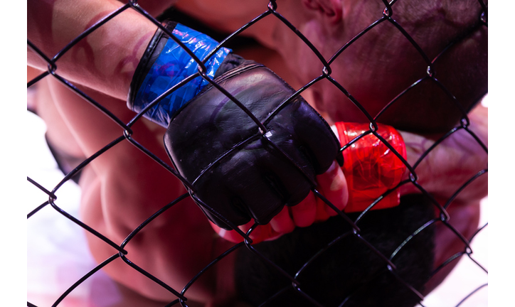 A close-up is a professional strong MMA fighter