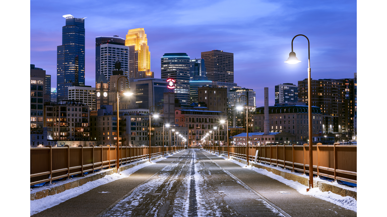 Street Lamps, Stone Arch Bridge, Minneapolis, Minnesota, America