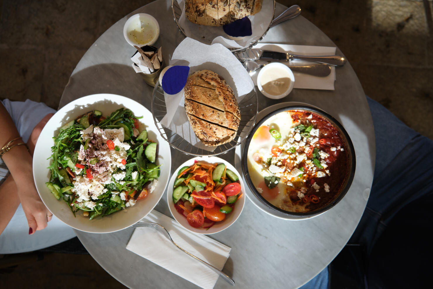 Healthy breakfast in a restaurant at morning