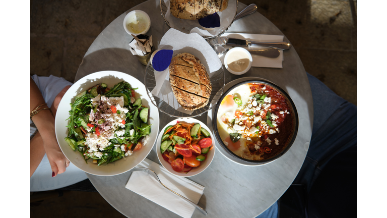 Healthy breakfast in a restaurant at morning