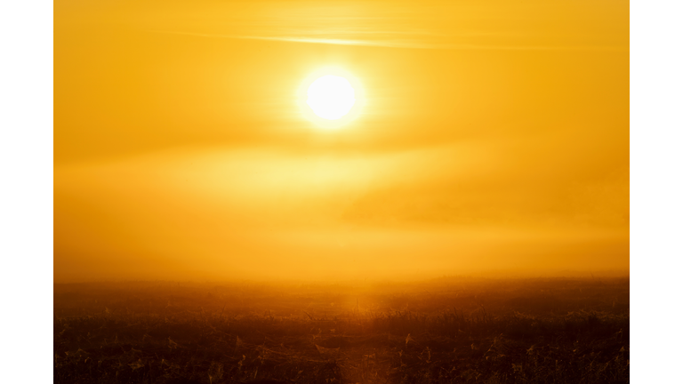 Global warming from the sun and burning, Heatwave hot sun, Climate change, Heatstroke
