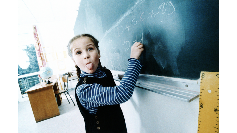 GIRL ON BLACKBOARD, FUNNY FACES
