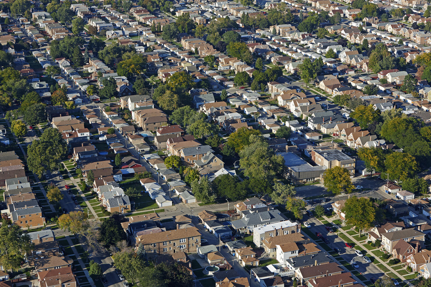 Cityscape of suburban housing in Chicago