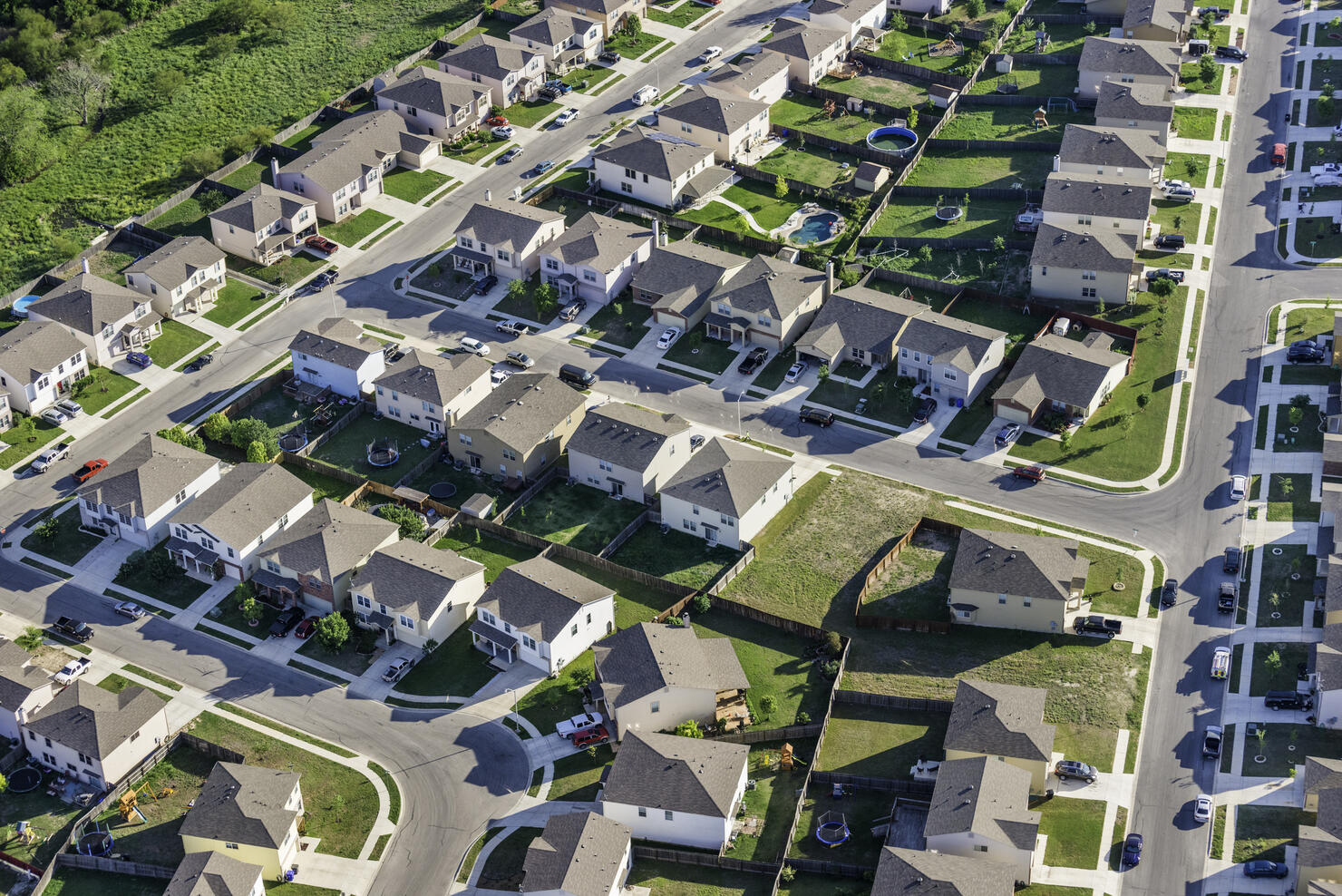 San AntonioTexas suburban housing development neighborhood - aerial view