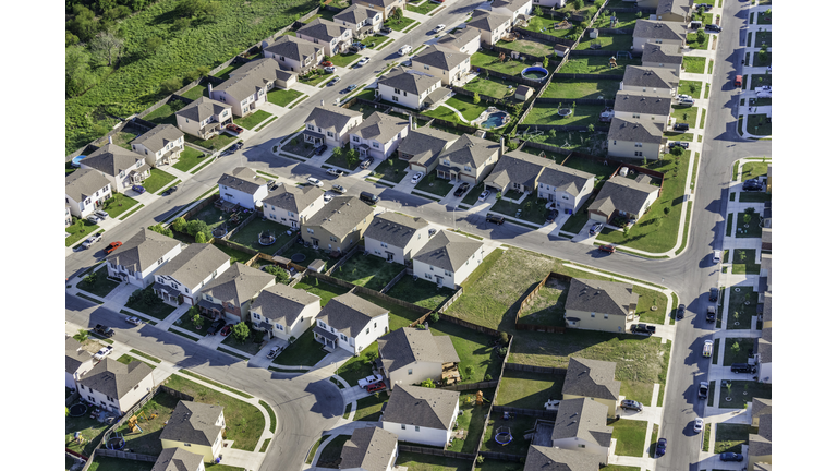 San AntonioTexas suburban housing development neighborhood - aerial view