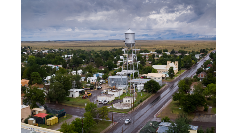 Marfa, Texas in the Rain - Aerial
