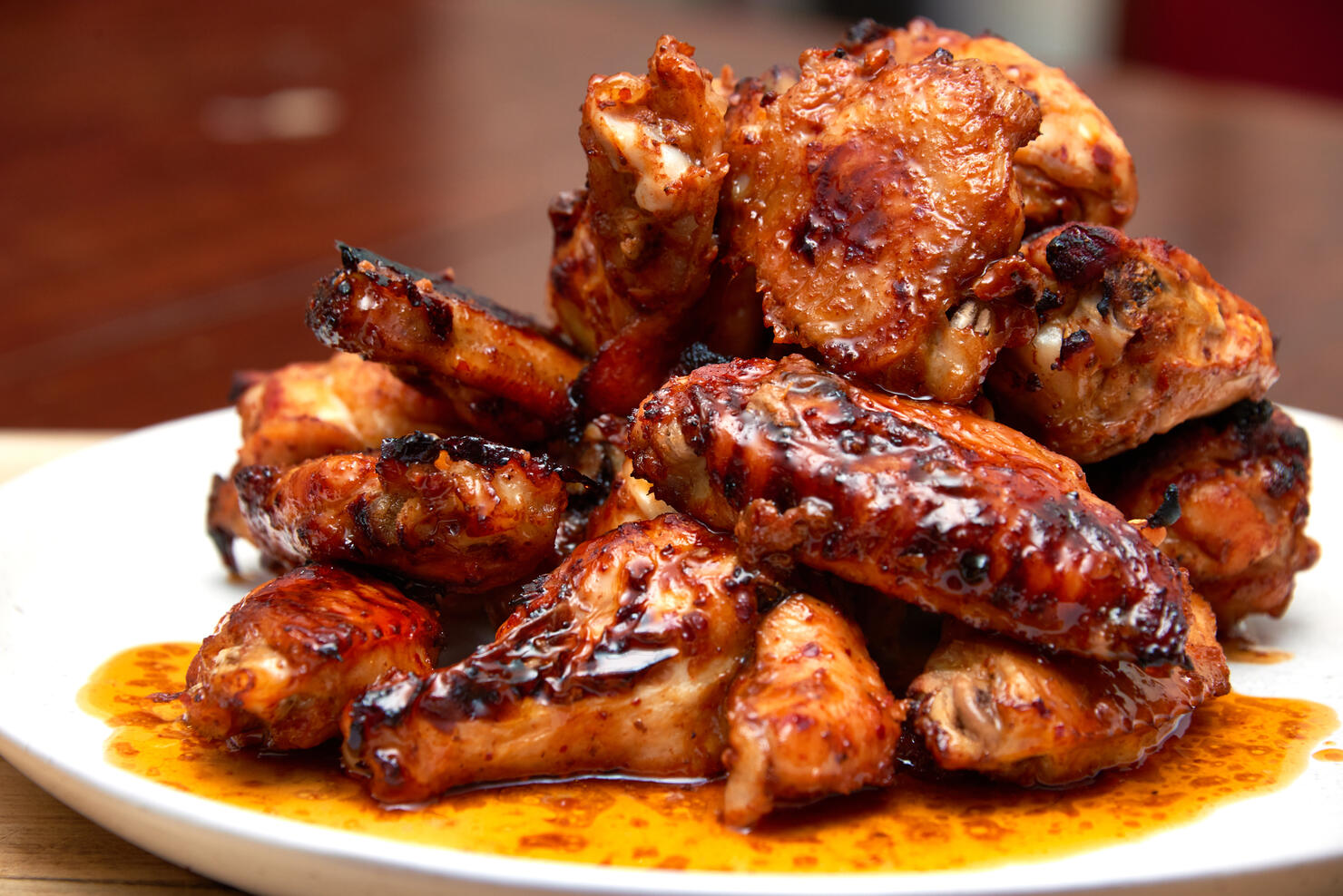 Stack of chicken wings.
