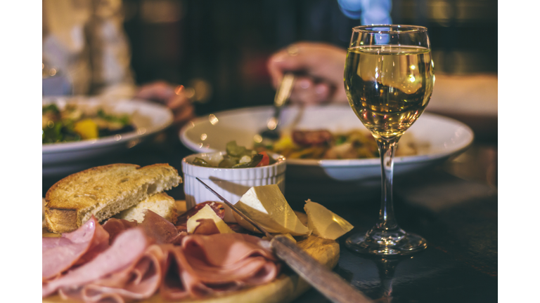 Cold cuts and wine