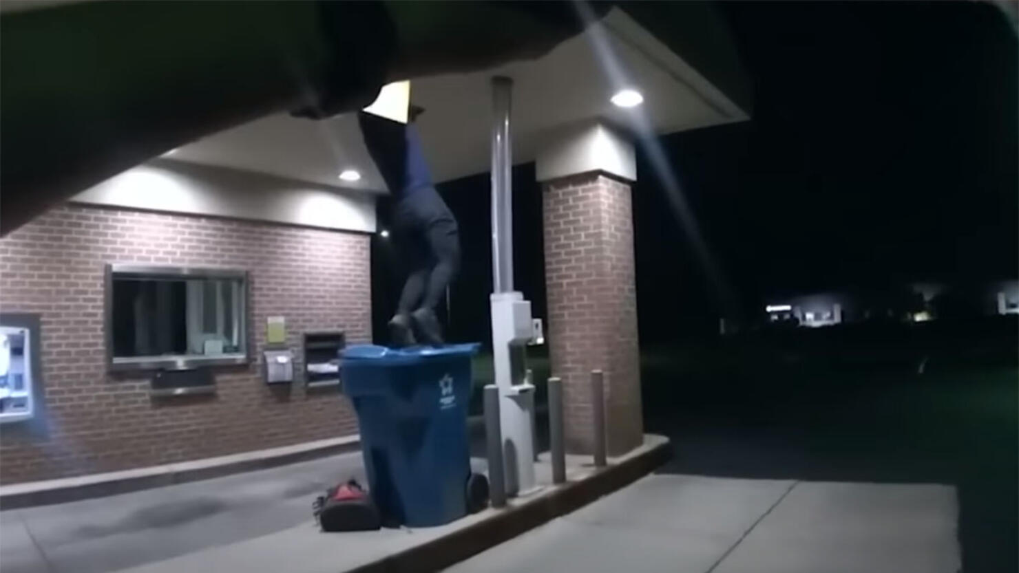 Bank robbing suspect falls through ceiling