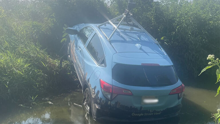 Crashed Google Street View car