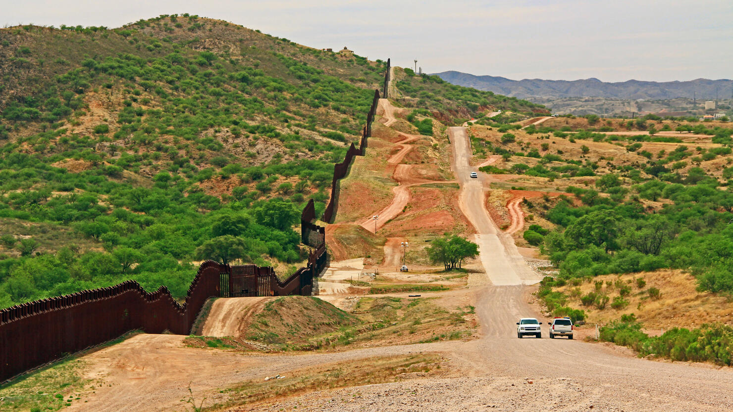 Border Fence Separating the US from Mexico Near Nogales, Arizona