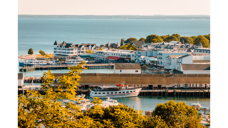 View of the whole of downtown Mackinac Island