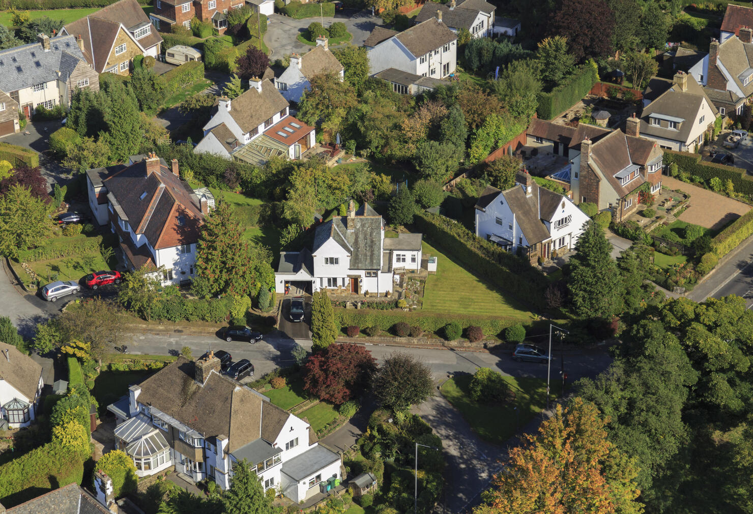 Large suburban houses from above