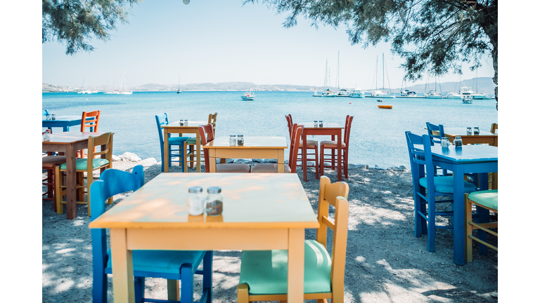 greek tavern in greek island,Greece