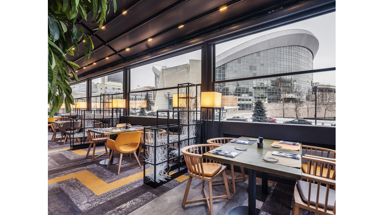 restaurant on the closed verandah of the hotel