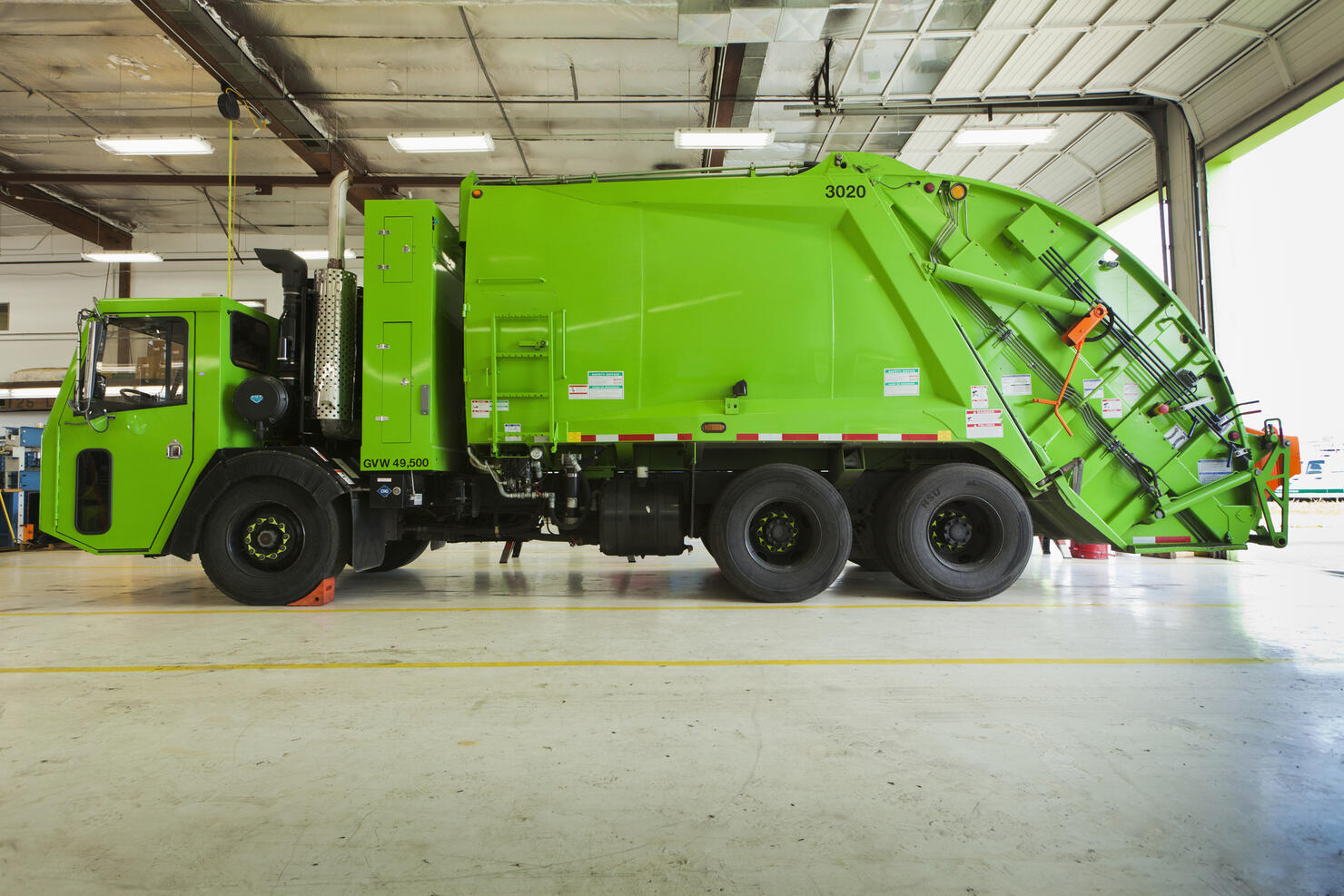 Green Garbage Truck Maintenance