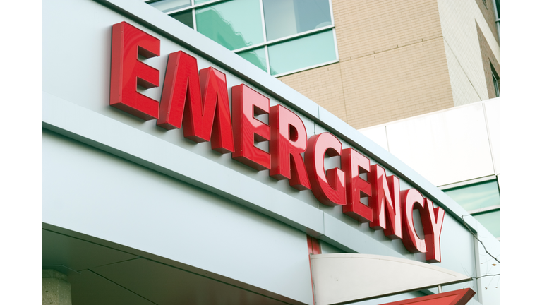 Close up photo of red large letters spelling emergency