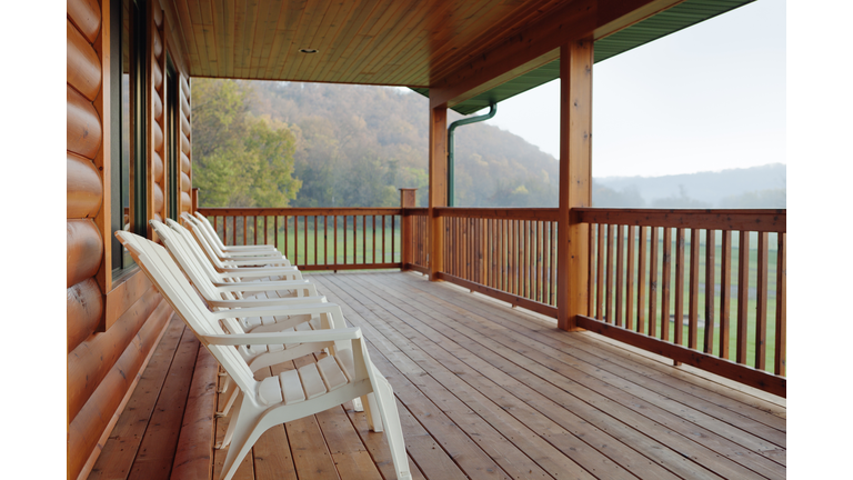 View from Balcony Deck of a Log Cabin Home