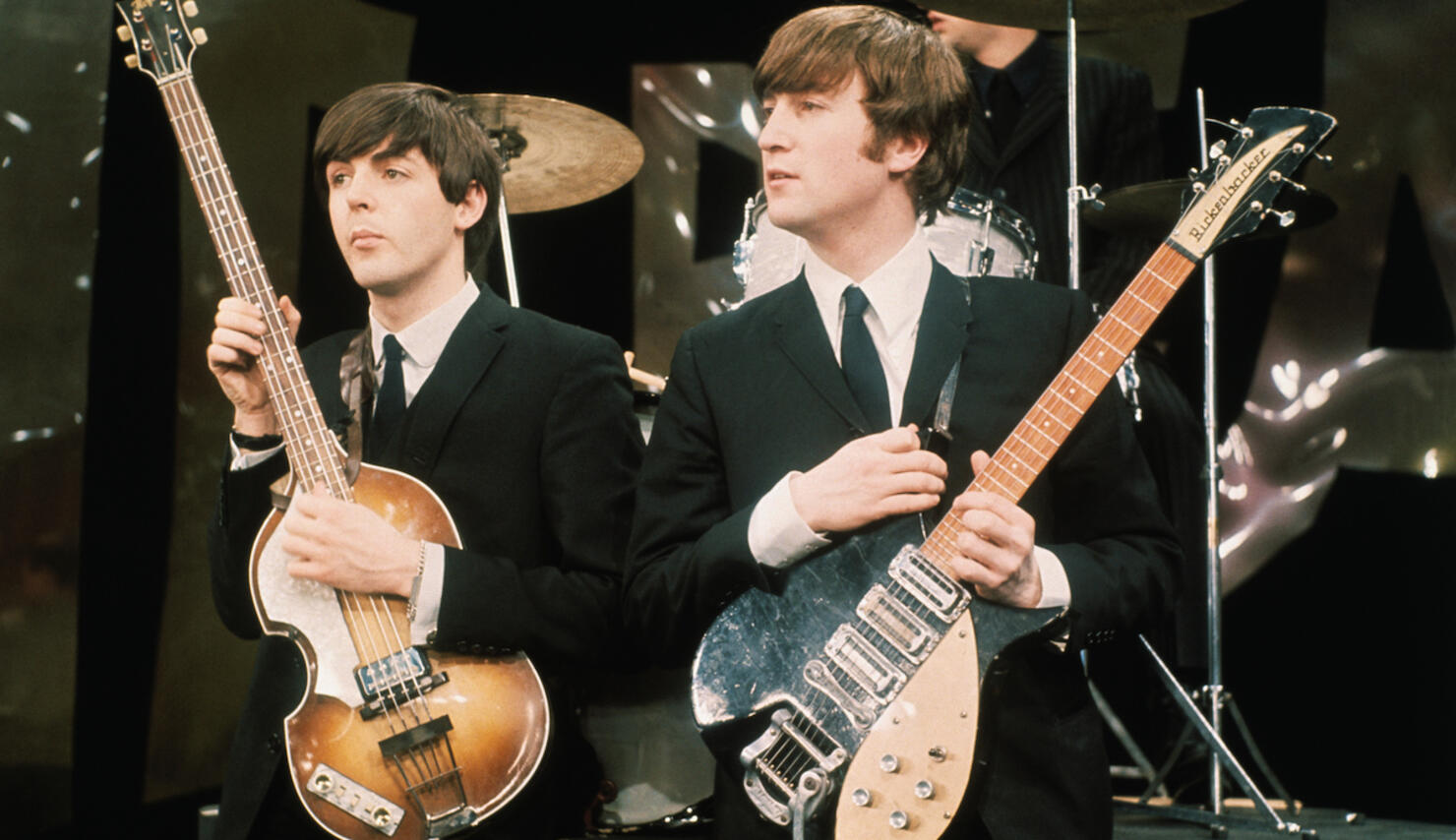 Paul McCartney and John Lennon with Guitars