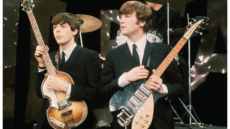 Paul McCartney and John Lennon with Guitars