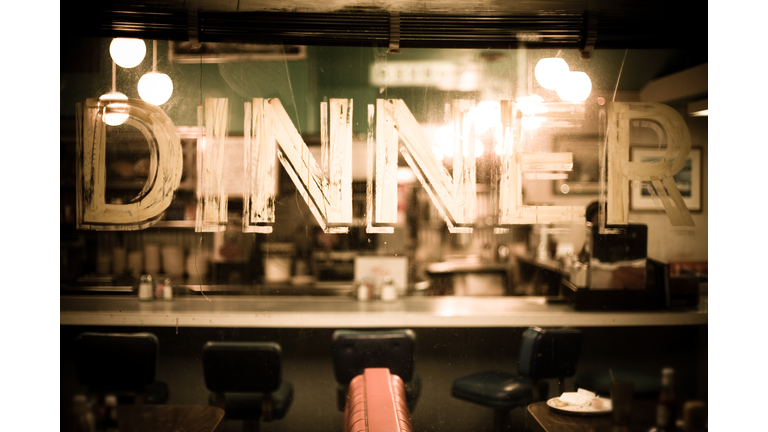 Through the glass of a diner window