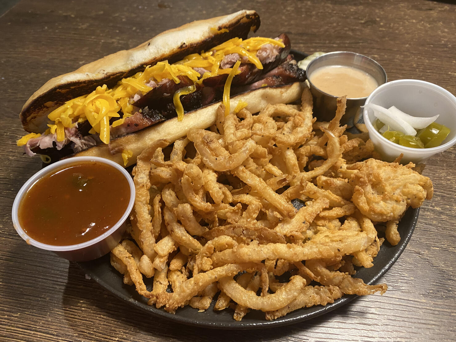Brisket and Sausage Sandwich