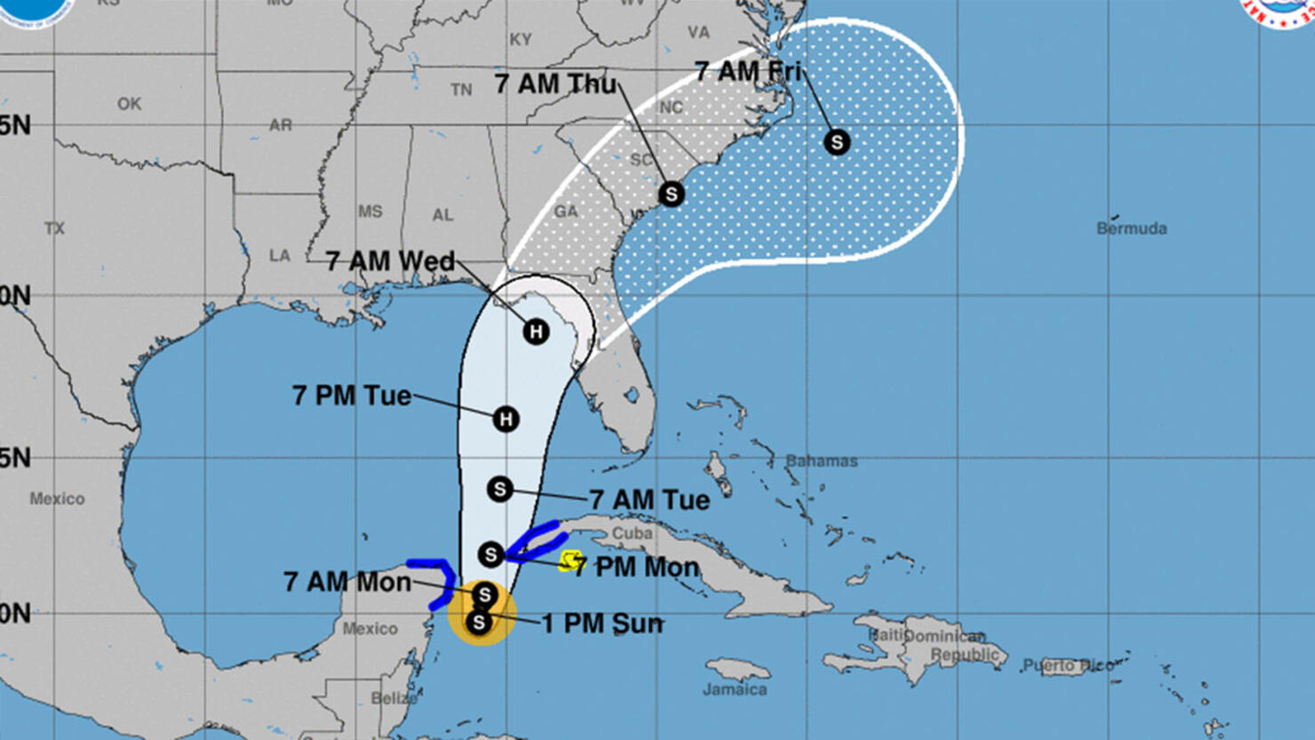 Project path of Tropical Storm Idalia