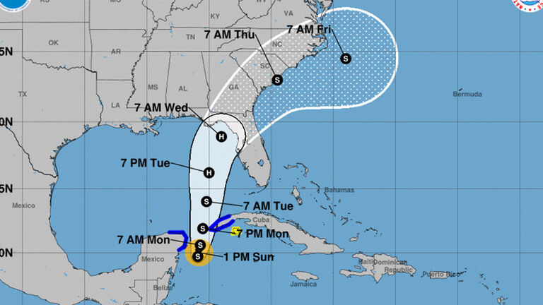 Project path of Tropical Storm Idalia