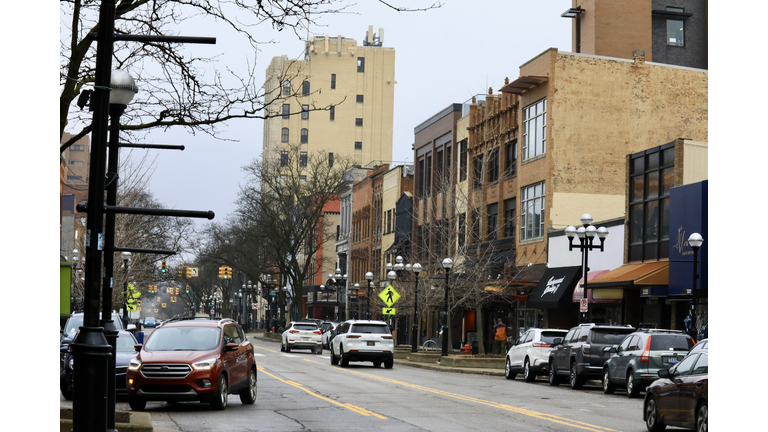 Urban street with businesses
