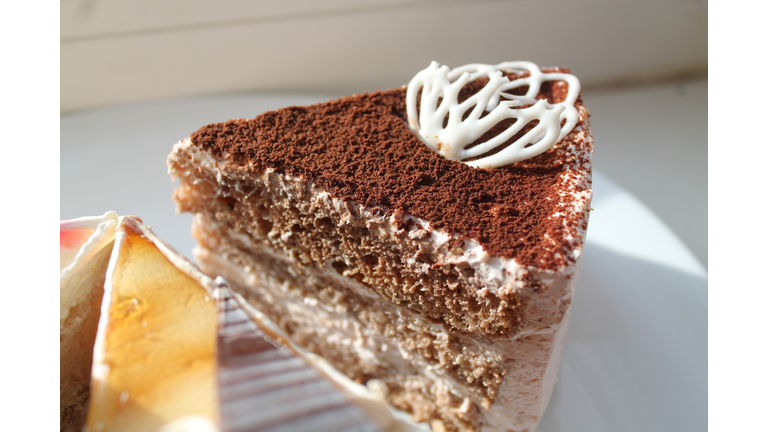 Close-up of cake in plate on table,Belarus