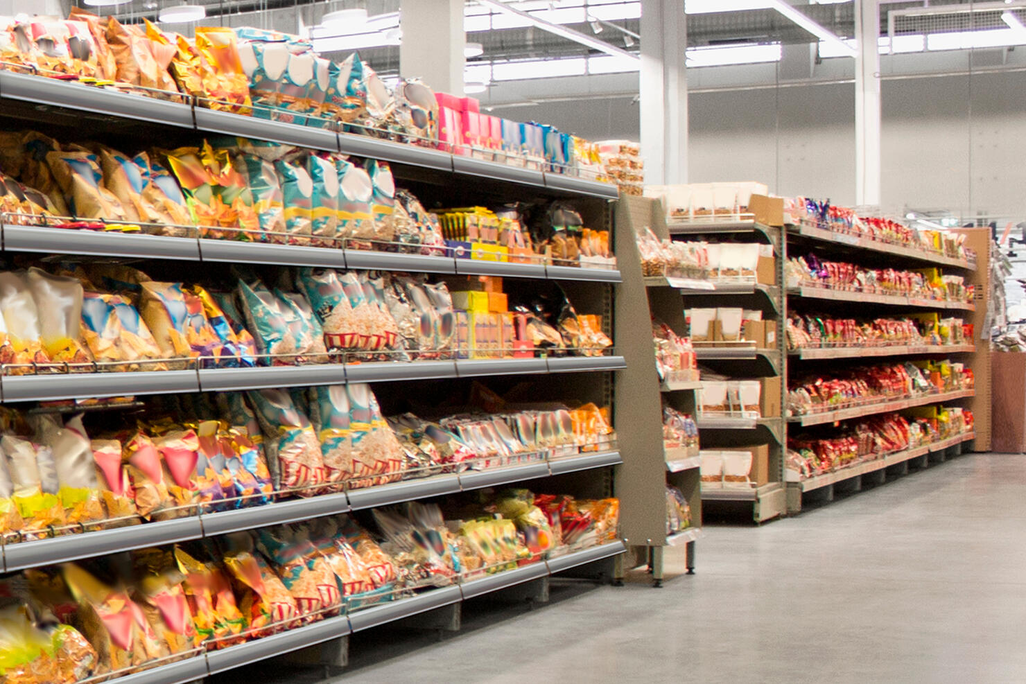 Snacks and Chips on self at supermarket