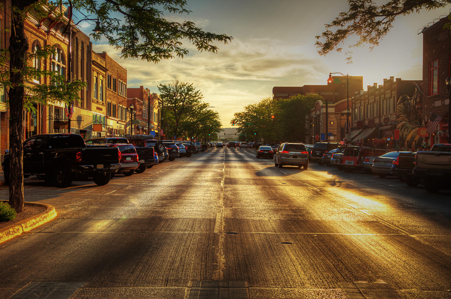 Looking Into the Sunset on Main Street