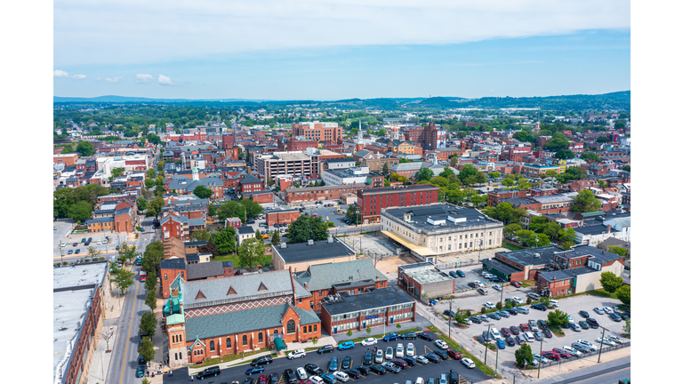Aerial view of downtown York Pennsylvania